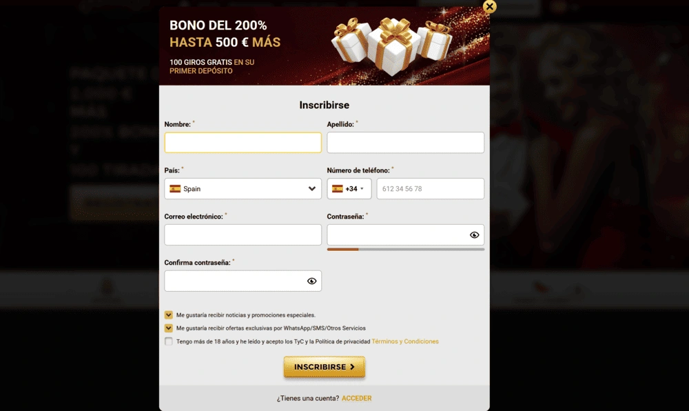 Inscripción en Unique Casino 